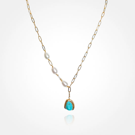 Turquoise Drop Pearl Necklace