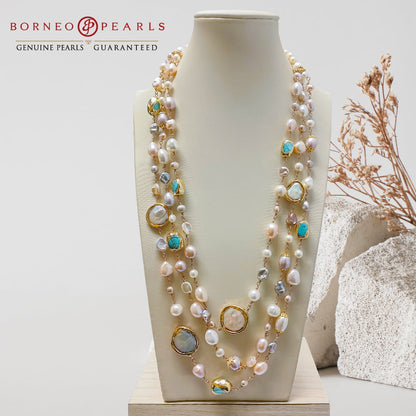 Pretty in Pastel Three Layer Pearl Necklace