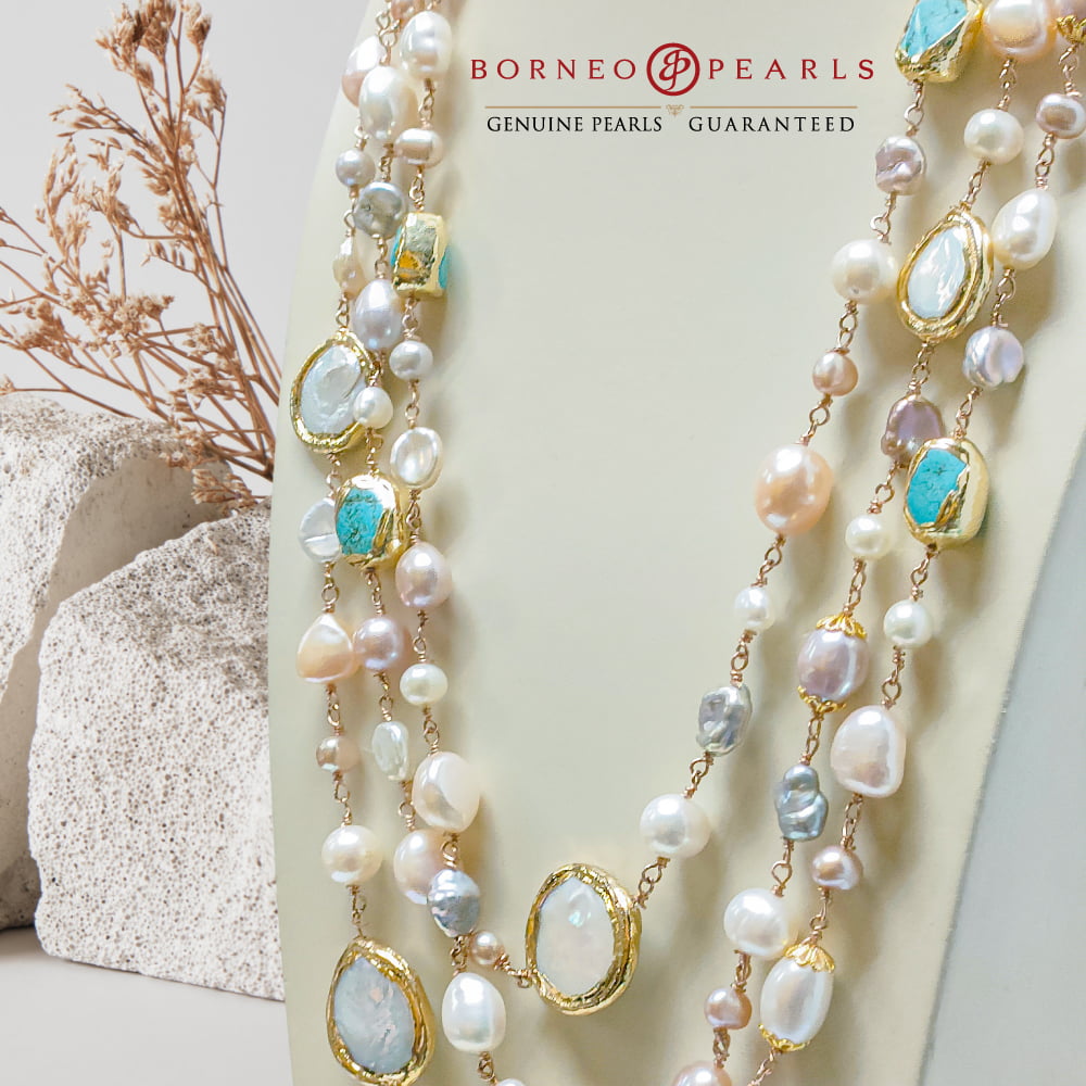 Pretty in Pastel Three Layer Pearl Necklace