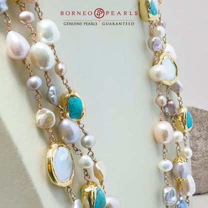 Pretty in Pastel Three Layer Pearl Necklace