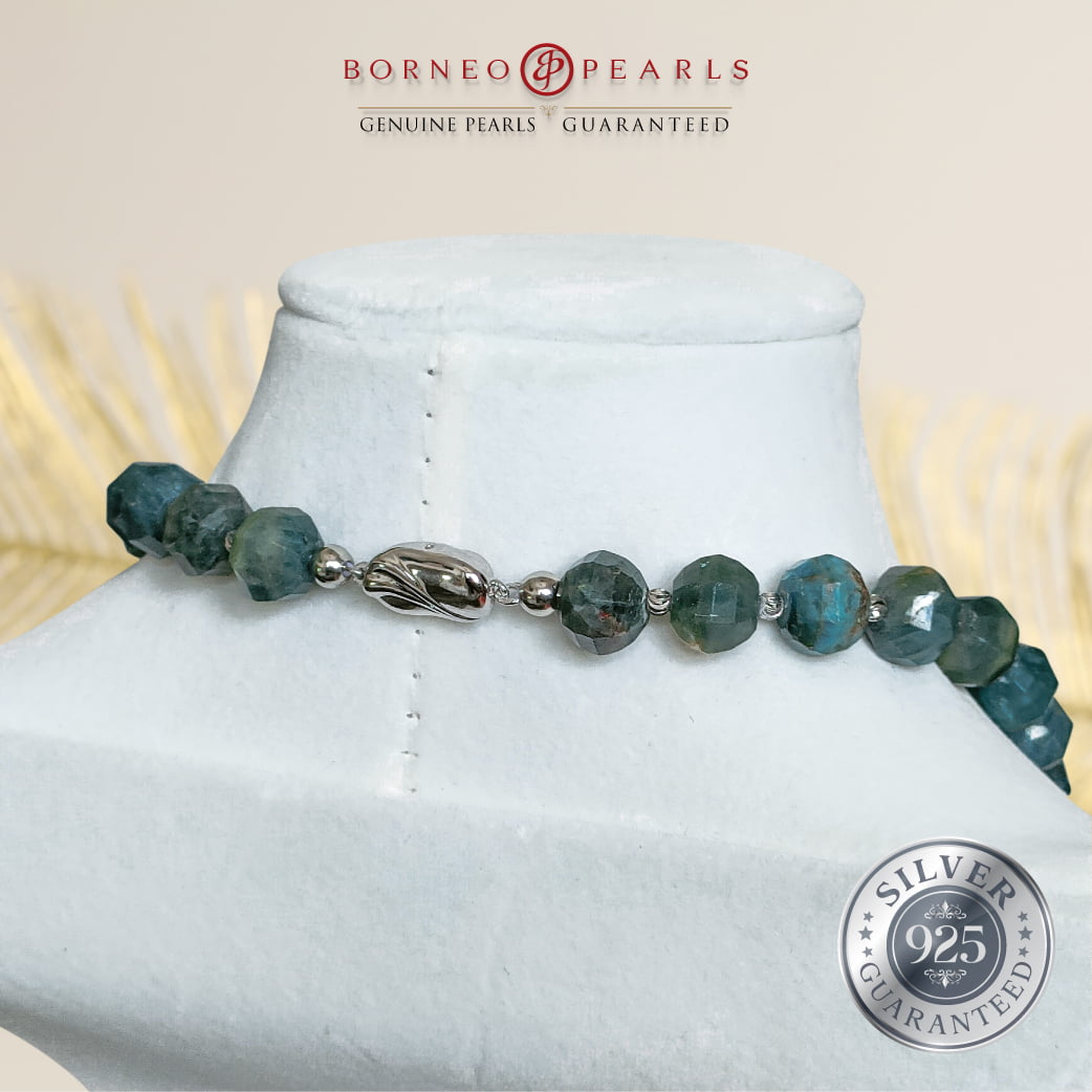 The Gemstones & Keshi Pearl Statement Necklace in Apatite, Turquoise, Moonstone & Blue Topaz.