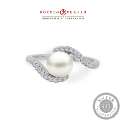 Ribbon Pearl Ring in 925 Silver