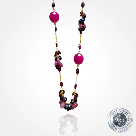 925 Silver Ruby & Garnet Necklace