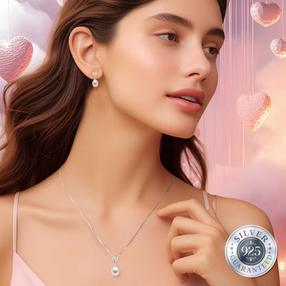 Eternal Love Pearl Pendant & Earrings Set