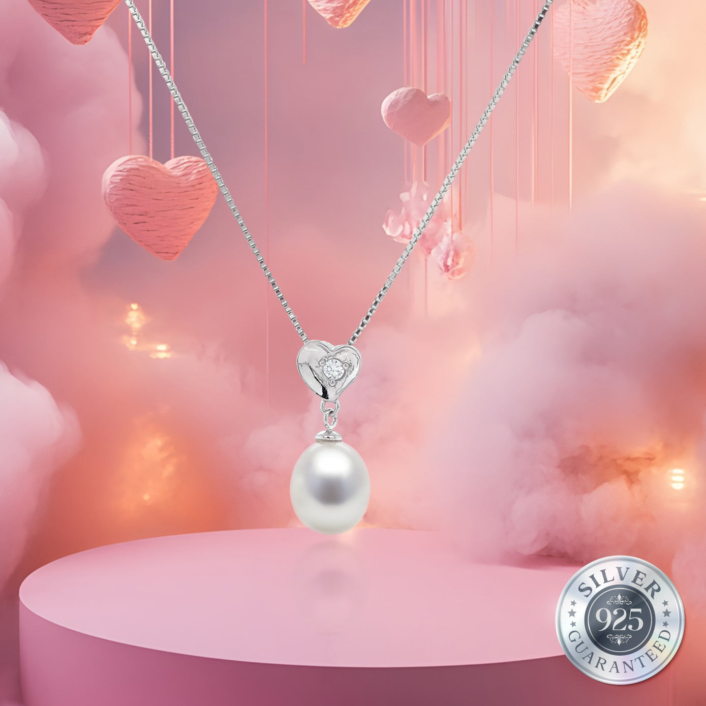 Eternal Love Pearl Pendant & Earrings Set