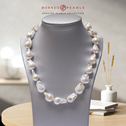 13-15mm White Baroque Pearl Necklace