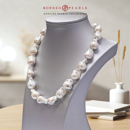 13-15mm White Baroque Pearl Necklace