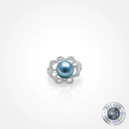 925 Silver Flower Pearl Ring