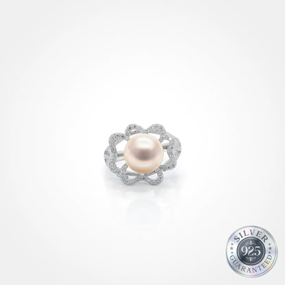 925 Silver Flower Pearl Ring