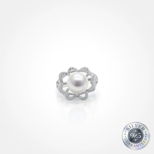 925 Silver Flower Pearl Ring