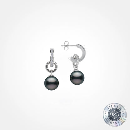 925 Silver Round Pearl Loops