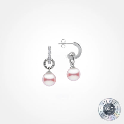 925 Silver Round Pearl Loops