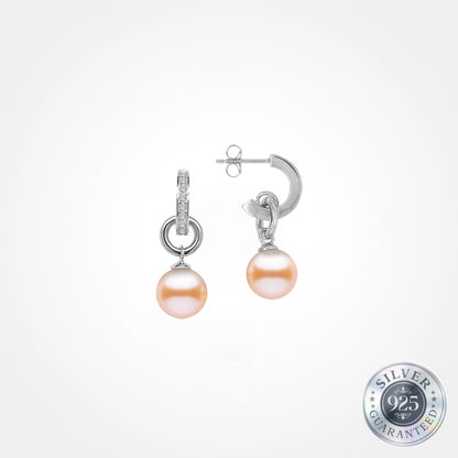 925 Silver Round Pearl Loops