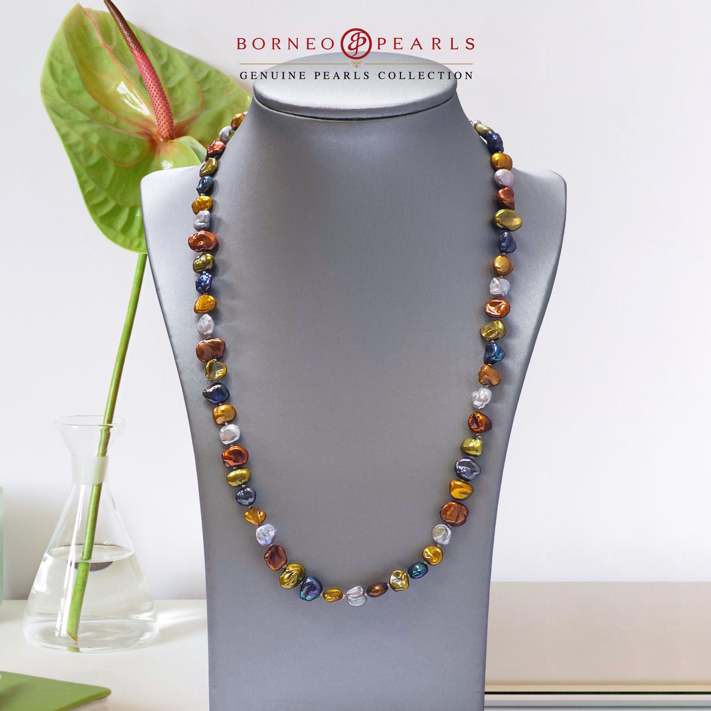 Enchanting Aura: 8-9mm Colorful Keshi Pearl Necklace