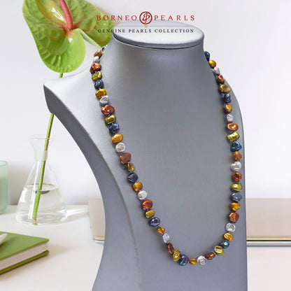 Enchanting Aura: 8-9mm Colorful Keshi Pearl Necklace