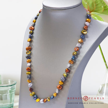 Enchanting Aura: 8-9mm Colorful Keshi Pearl Necklace