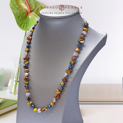 Enchanting Aura: 8-9mm Colorful Keshi Pearl Necklace