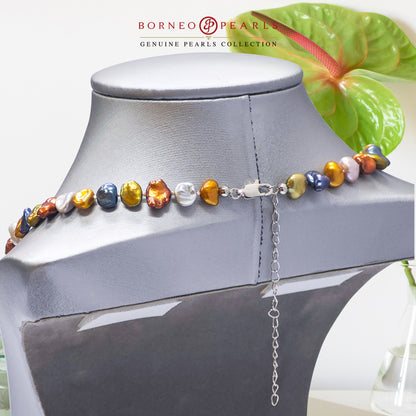 Enchanting Aura: 8-9mm Colorful Keshi Pearl Necklace