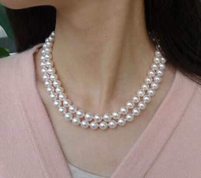 9mm Classic Double Layer Pearl Necklace