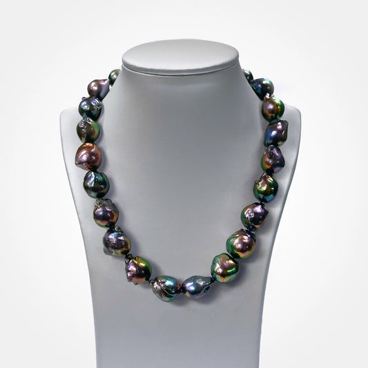 13-17mm Black Baroque Pearl Necklace