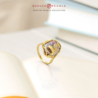 Gold Statement Biwa Pearl Adjustable Ring