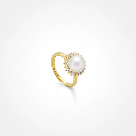 Sunburst Adjustable Pearl Ring