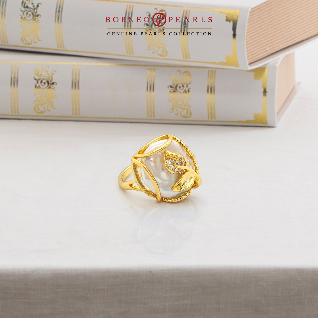 Gold Statement Biwa Pearl Adjustable Ring