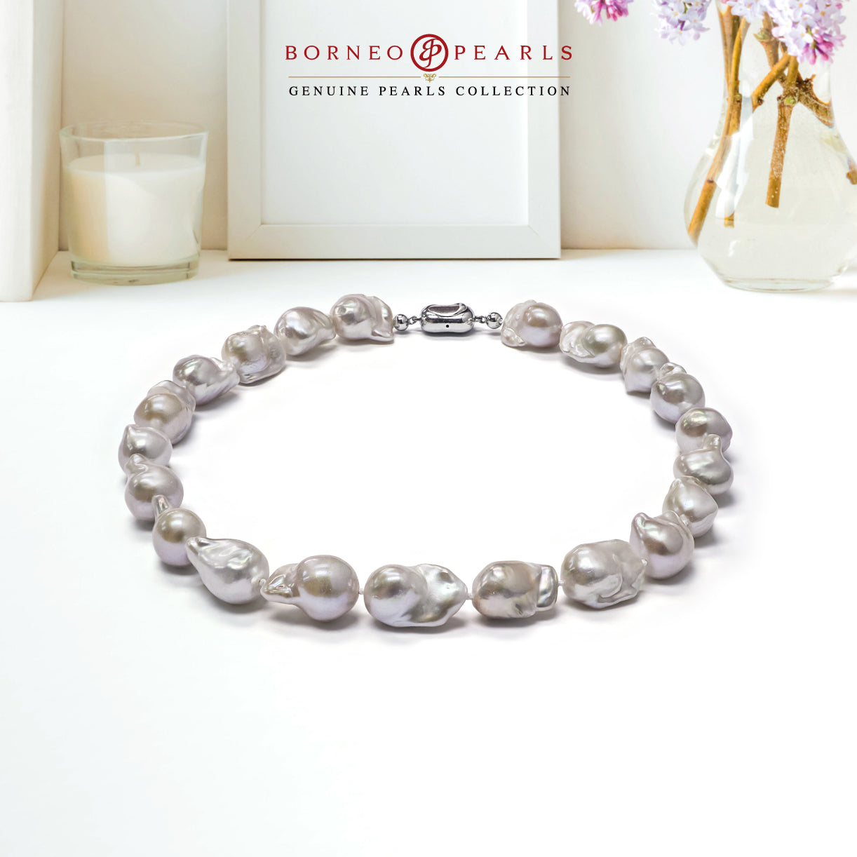 13-15mm White Baroque Pearl Necklace