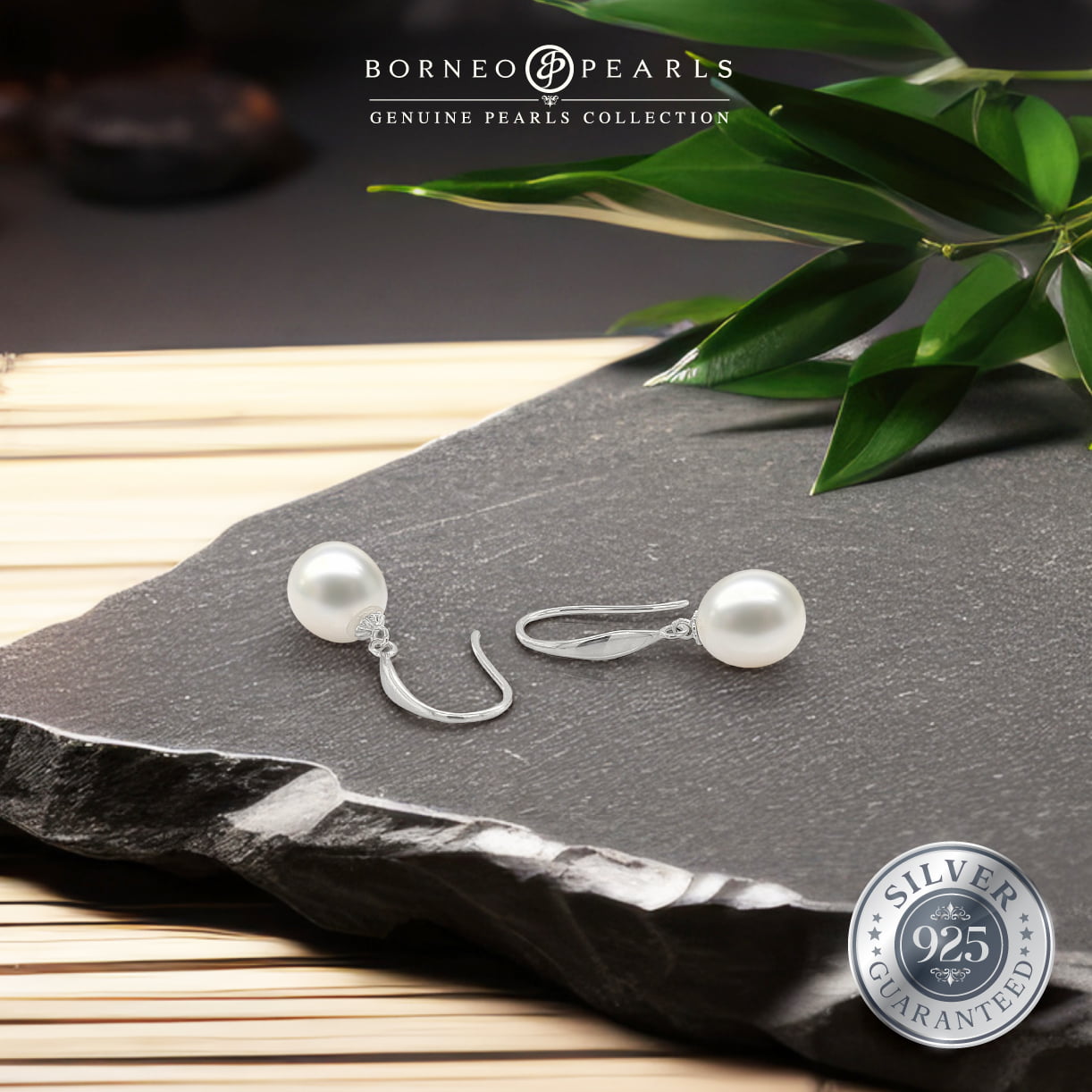 Classic Drop Pearl Earrings in 925 Silver