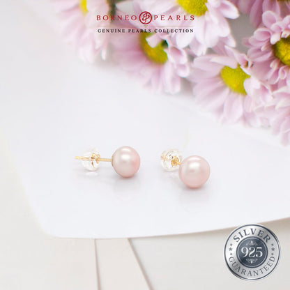 7-8mm Pearl Studs in 925 Silver