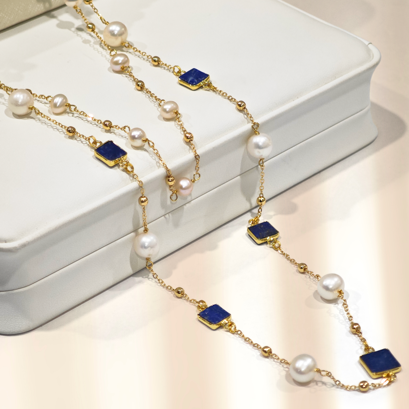 41" Songket , Pearls & Lapis Lazuli