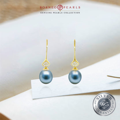 9-9.5mm Drop Pearl Earrings in Gold Silver 925 Earrings