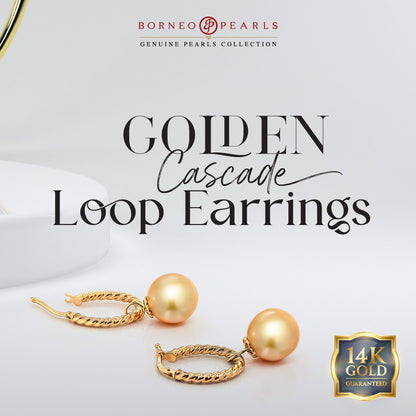 Golden Cascade Loop Earrings in 14k Gold