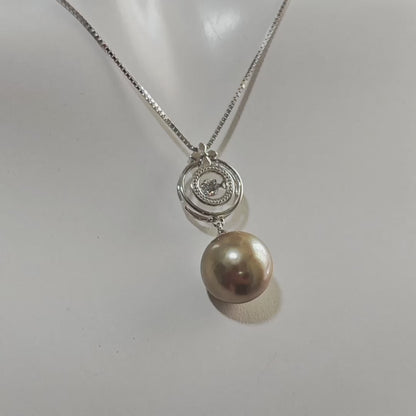 12-13mm Dancing Crystal Pendant 925 Silver