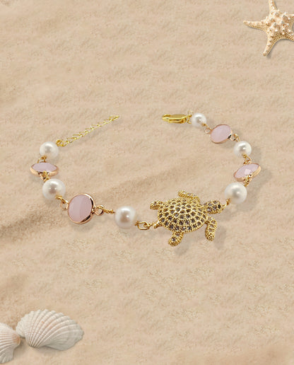 Turtle & Pearls Charm Bracelet