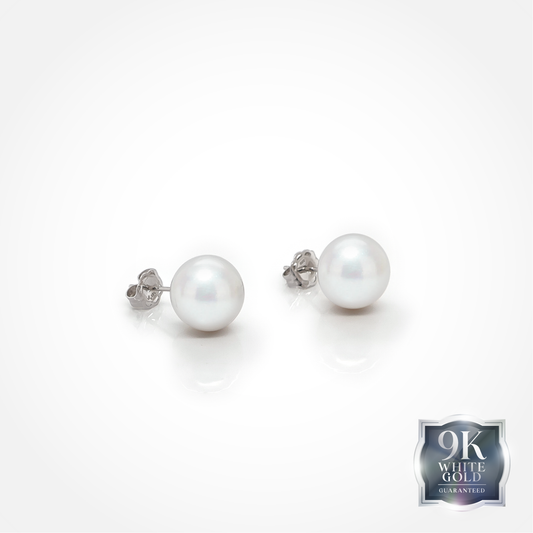 White Southsea Pearl Earrings in 9K Gold