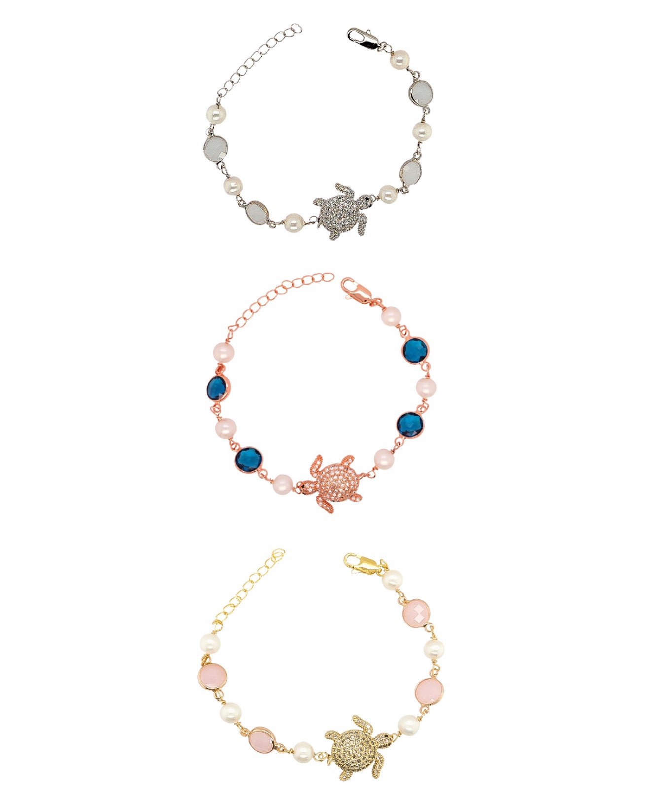 Turtle & Pearls Charm Bracelet