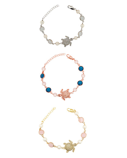 Turtle & Pearls Charm Bracelet