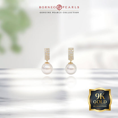 7-7.5mm Round Pearl Earring in 9k Gold