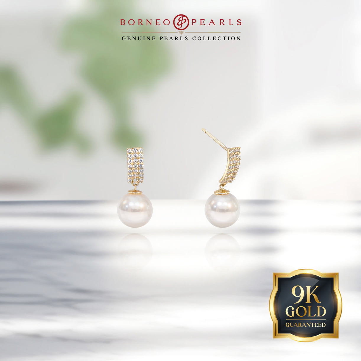 7-7.5mm Round Pearl Earring in 9k Gold