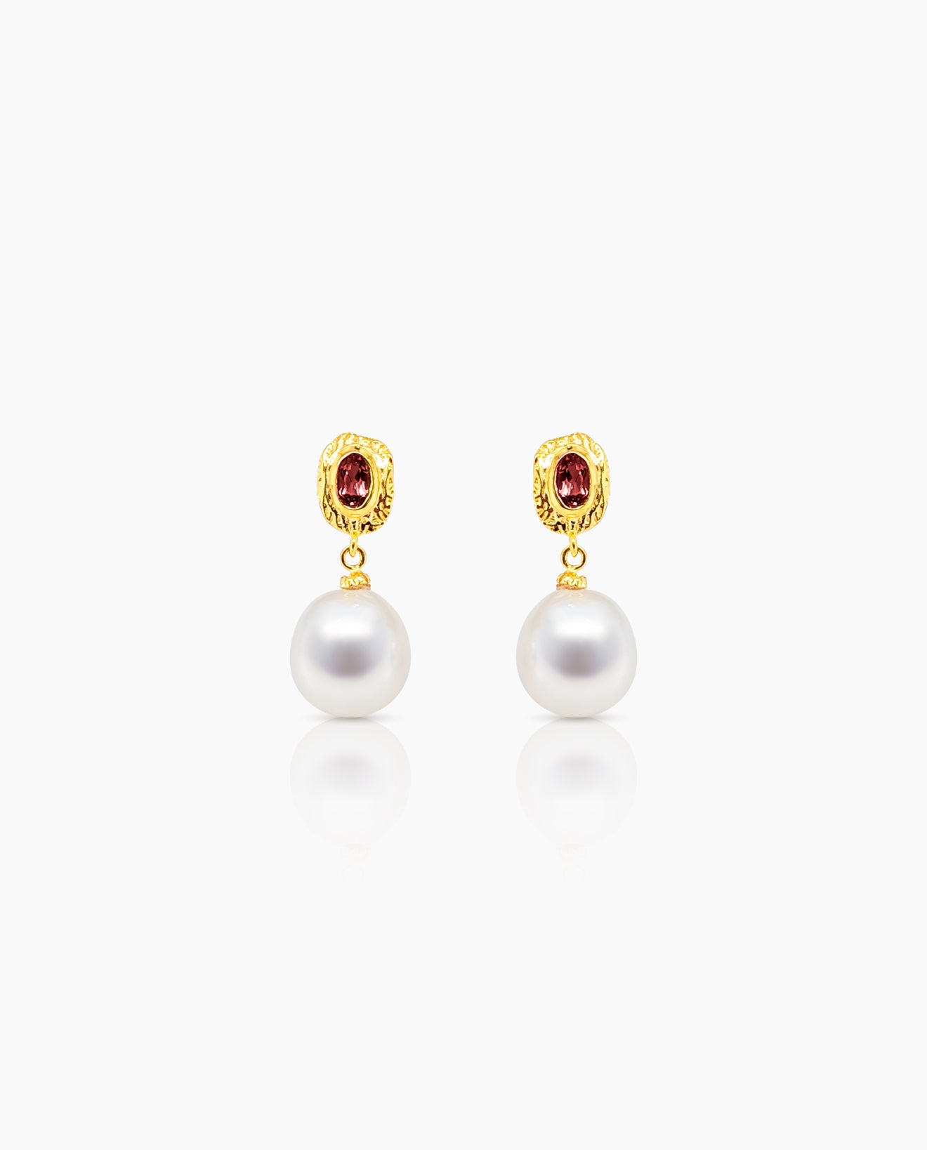 South Sea Pearl & Ruby Earrings