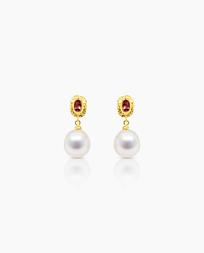South Sea Pearl & Ruby Earrings