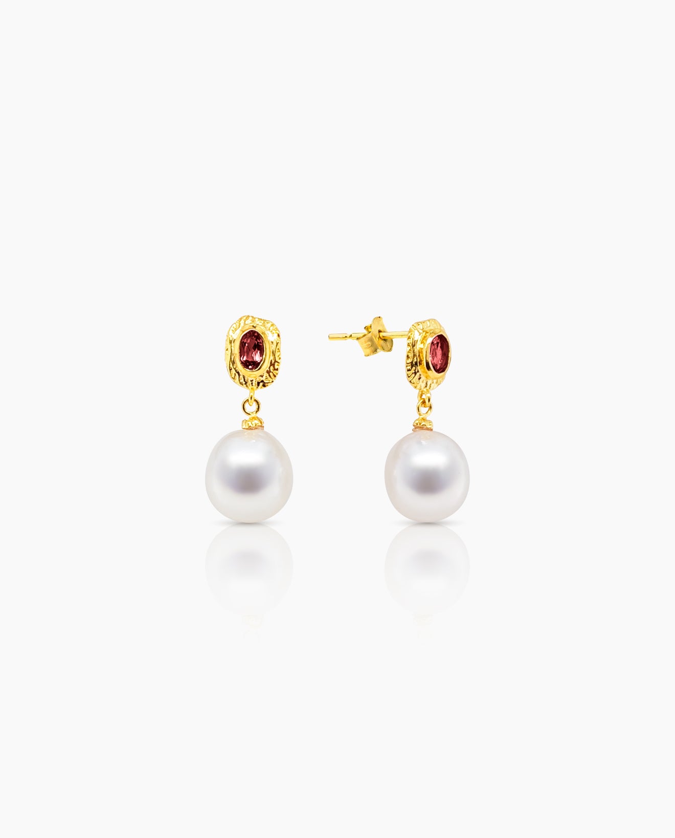 South Sea Pearl & Ruby Earrings
