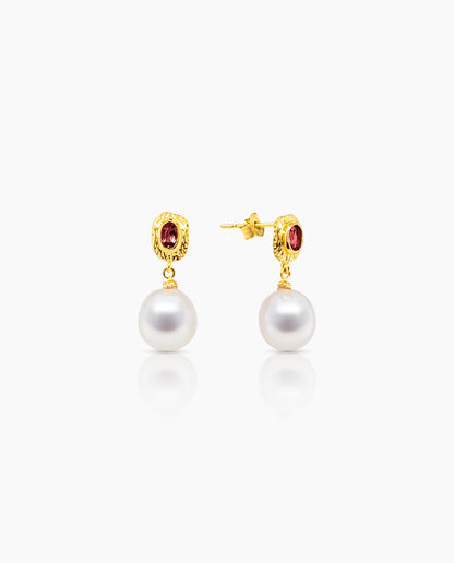 South Sea Pearl & Ruby Earrings