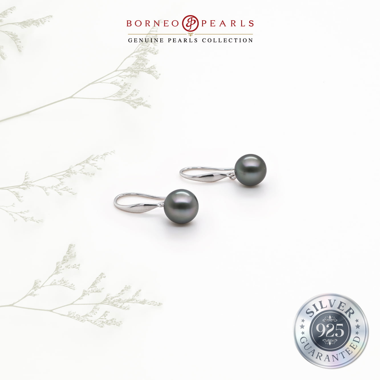 8-9mm Drop Tahitian Pearl Earring in 925 Silver - Borneo Pearls