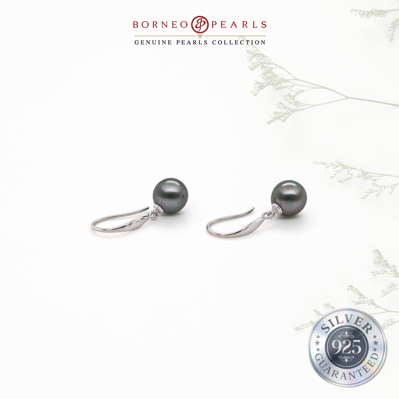 8-9mm Drop Tahitian Pearl Earring in 925 Silver - Borneo Pearls